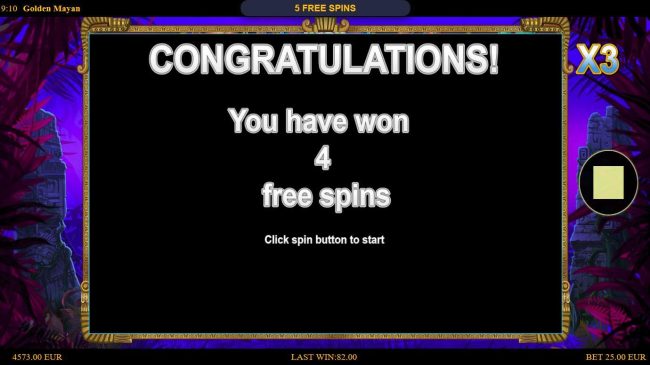 four free spins awarded