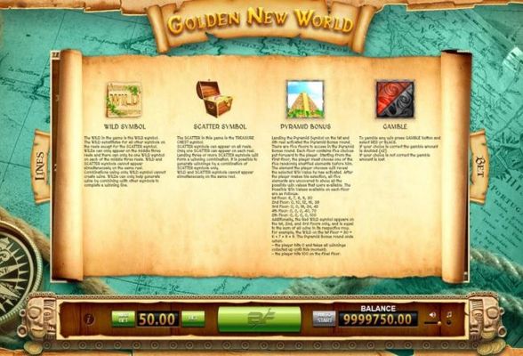 Wild Symbol, Scatter Symbol, Pyramid Bonus and Gamble Feature Rules