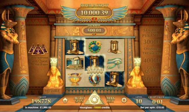 New symbols drop in place triggering a 10,000 credit jackpot pay out.