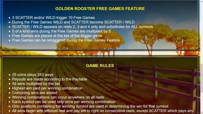 Golden Rooster Game Rules