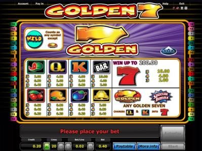 Slot game symbols paytable