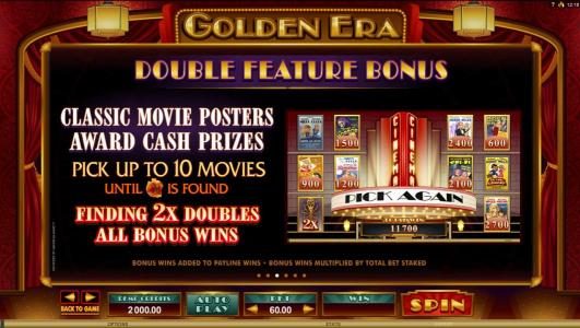 Double Feature Bonus Game Rules