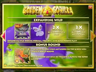 game features include expanding wild and bonus round