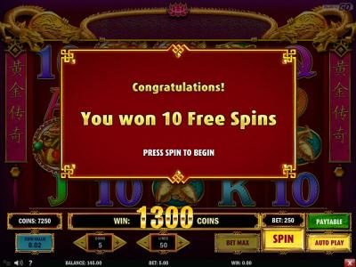 10 free spins awarded