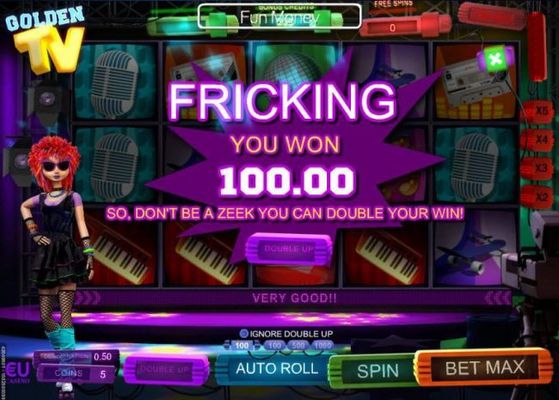 Golden TV free spins leads to a 100.00 payout.