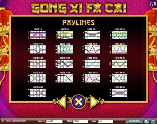 Payline Diagrams 1-50