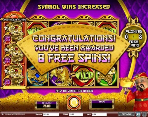 Player is awarded 8 free spins.