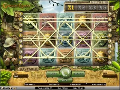 Gonzo's Quest slot game paylines