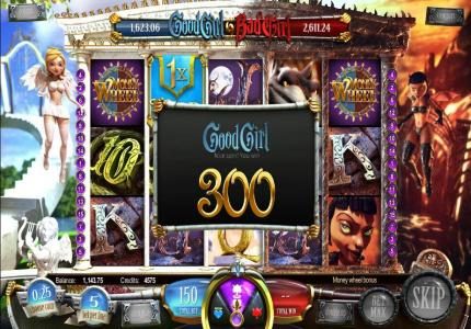 money wheel bonus feature pays out an 300 coin jackpot