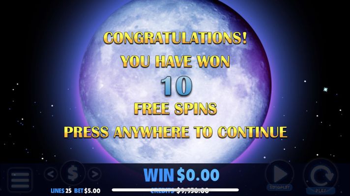 10 Free Spins Awarded