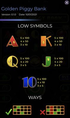 Low Value Symbols Paytable