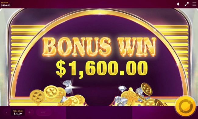 Player is awarded a 1,600.00 bonus win.