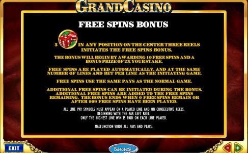 free spins bonus rules