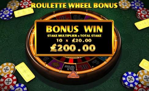 the roulette wheel will automatically start spinning - you win the prize when it stops- here the wheel landed on the 10x multiplier