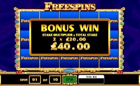 bonus win - stake multiplier x total stake
