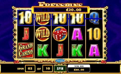 a $60 jackpot triggered by multiple winning paylines during the free spins bonus feature