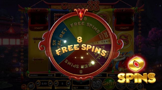 Another 8 free spins are added to the total number of fre spins already won.