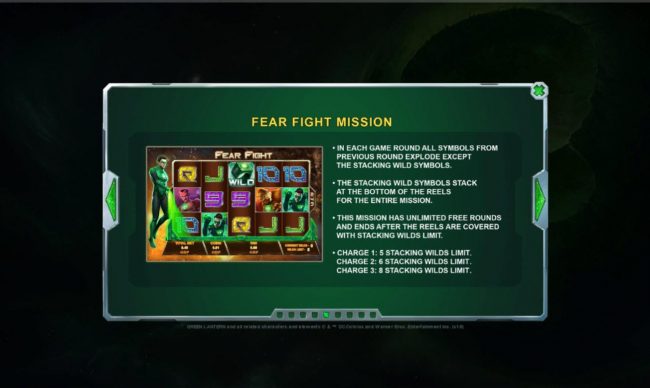 Fear Fight Mission - This mission has unlimited free rounds and ends after the reels are covered with stacking wilds limit.