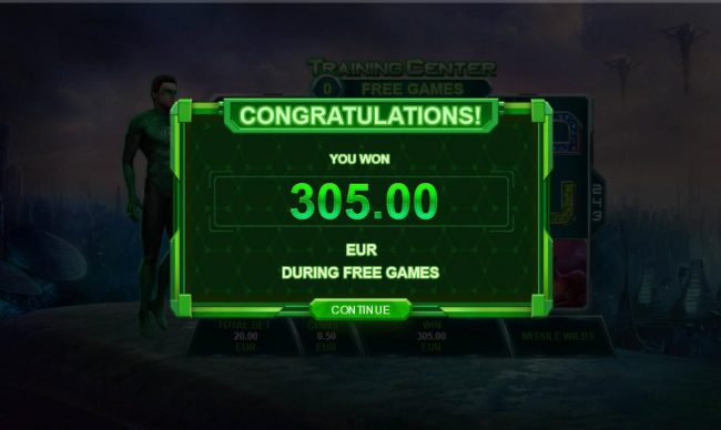 The Training Mission free games feature pays out a total of 305.00