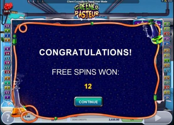 12 Free Spins awarded.