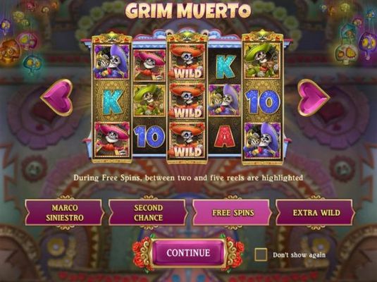 Free Spins - Durig free spins, between two and five reels are highlighted.