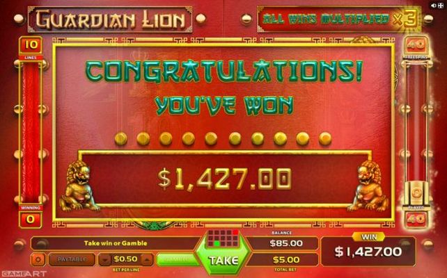 Total free games payout 1427 coins
