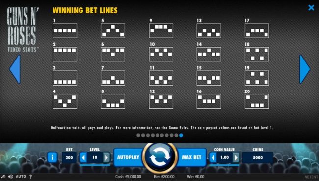 Payline Diagrams 1-20