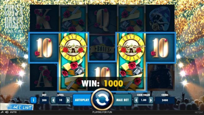 A pair of stacked wilds on reels 2 and 4 trigger a 1000 coin big win.