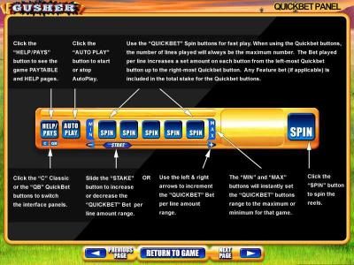 Quickbet Panel layout and description