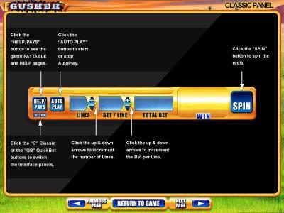 Classic Panel layout and description