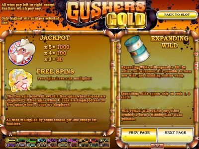 jackpot, free spins and expanding wild game rules