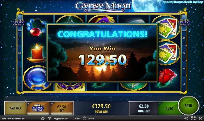 Free Spins feature pays out a total of 129.50
