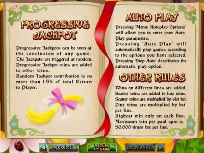 Progressive jackpots, autoplay and other game related rules