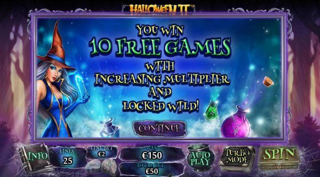 10 free games awarded with increasing multiplier and locked wild!