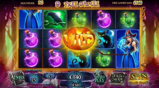 Free Games Game Board - wild is locked on center position for the duration of the free games feature
