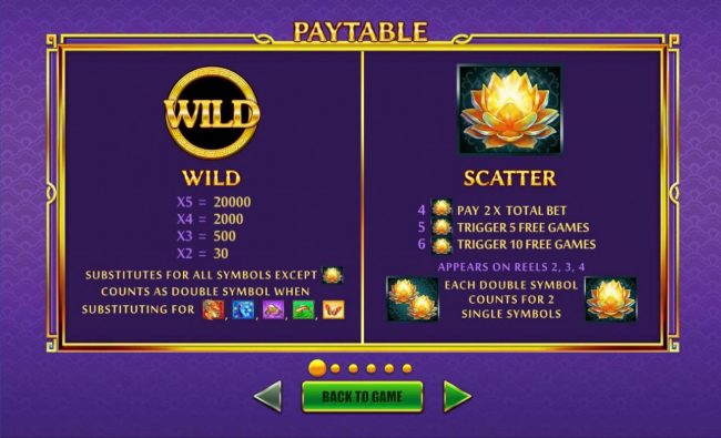 Scatter symbol and Wild symbol pays and rules.