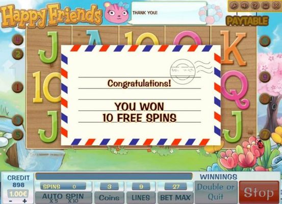 10 free spins have been awarded.