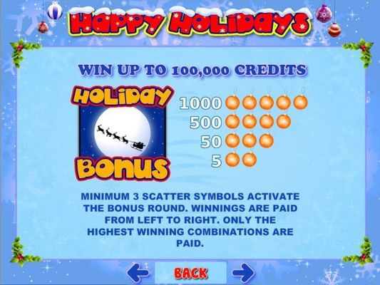 Win up to 100,000 credits! 3 Scatter symbols activate the bonus round.