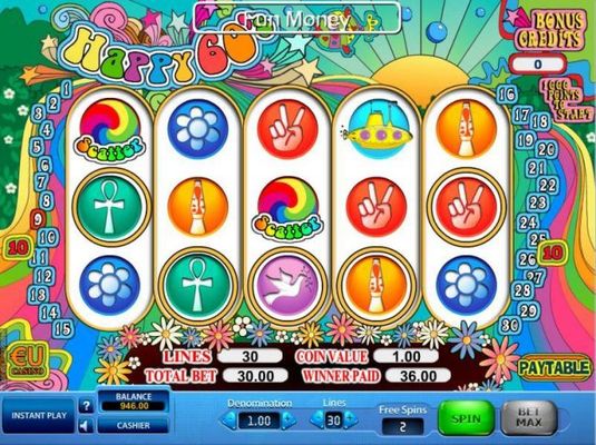 A pair of scatter symbols triggers a couple of free spins.