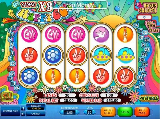 Free spins pays out a total of 453.00 for a big win.
