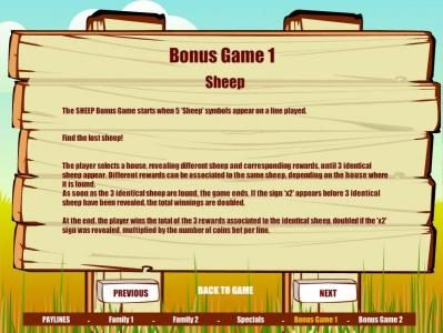 Sheep bonus game rules