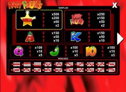 slot game symbols paytable and payline diagrams