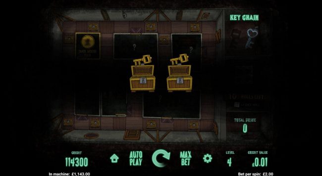 Two gold keys are hidden amongst the treasure chest. Find the gold keys in order to enter the Super Jackpot game.