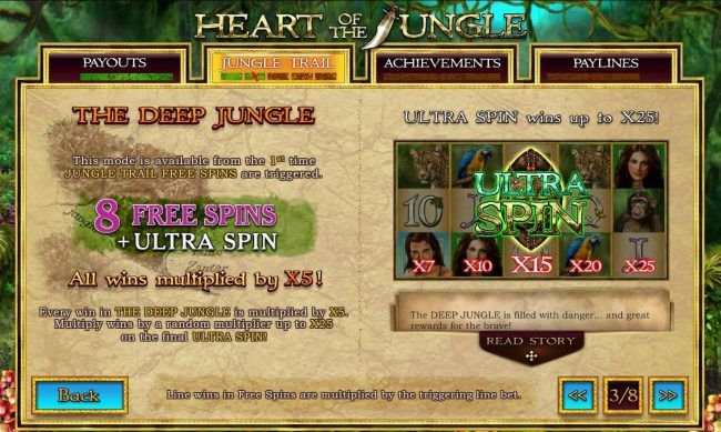 Jungle Trail Free Spins and Ultra Spin.