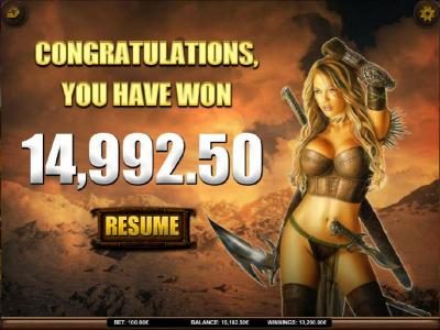 Free spins feature pays out a total jackpot of 14,992.50