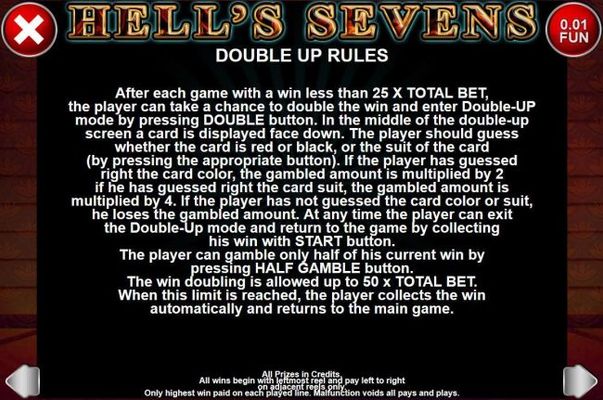 Double Up Gamble Feature Rules