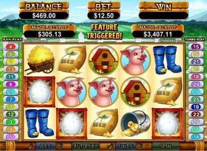 three egg symbols triggers free spins feature