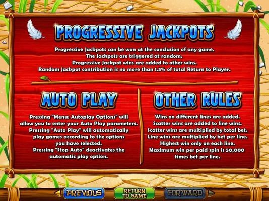 Progressive Jackpot Rules and General Game Rules