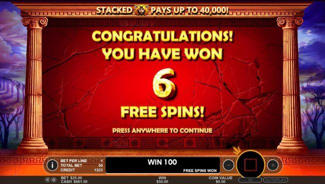 6 Free Spins awarded.
