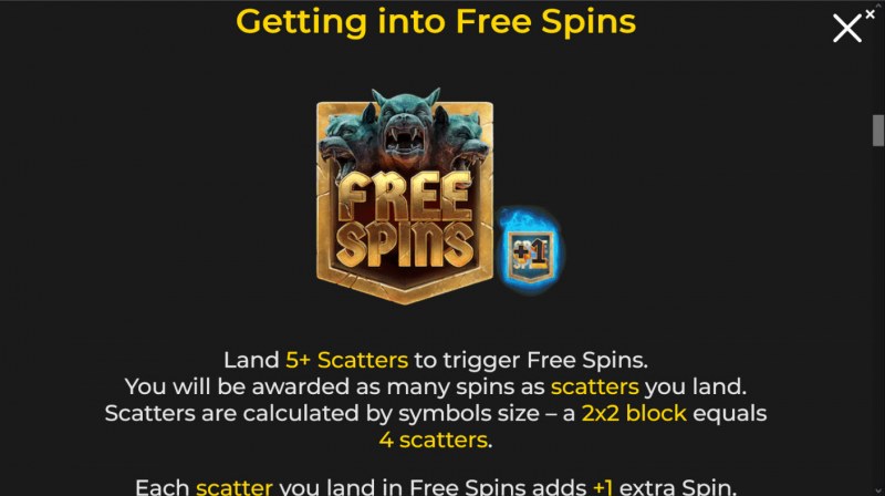 Hades Gigablox :: Free Spin Feature Rules